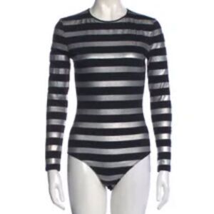 New Balmain Bodysuit Silver/Black Size 36 / US Small